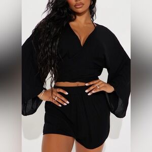 Linen 2 Piece Cover Up - Black